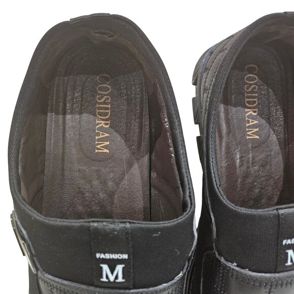 Mens Cosidram Black Slip-On Casual Loafers With Quilted Design & Rubber Soles - Picture 2 of 7